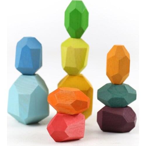 Colorful Beech Stone Jenga Puzzle Wooden Toy Blocks Childrens Educational Toys Ornaments Parent-child Interactive Game