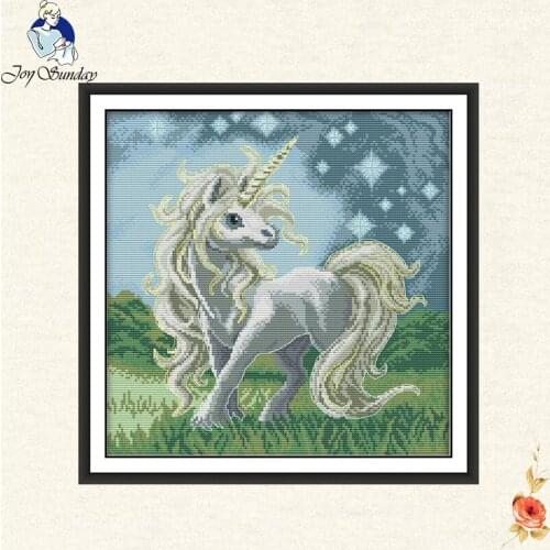 Joy Sunday Beautiful Unicorn Cross-stitch kits 14C DMC Needlework suit Enough Canvas for Embroidery DIY Handmade Cross Stitch