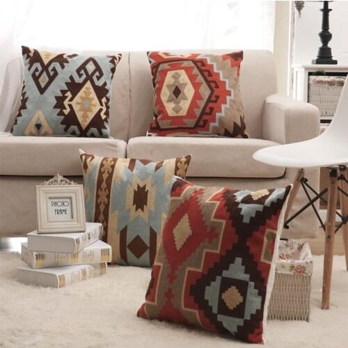 Kilim Pattern Cushion Cover Embroidery Throw Pillow Cover For Sofa Car Chair Cushion Case Decorative 45x45cm Without Stuffing