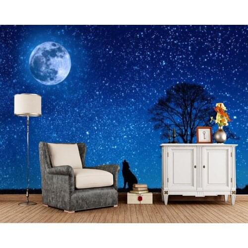 Papel de parede starry sky night and moon 3d wallpaper,living room sofa TV wall children bedroom wall papers home decor