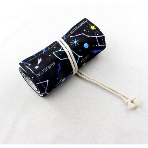 Starry Sky Penalties Wrap Pencil Bag 36/48/72 Holes Pencil Pouch Storage School Pencil Case Box Cute Stationery estojo escolar