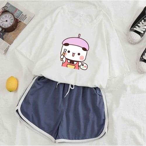 Pajama Set Women Kawaii Pajama Shorts Sleepwear Women Pajama Sets Pink Cute Bear Print Two Piece Outfits Sleep Tops Night Female