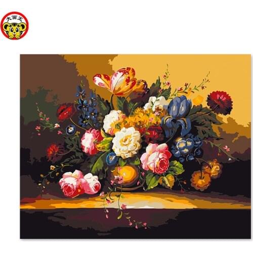 Painting by numbers art paint by number DIY decoration drawing room bedroom sofa background hanging picture hundred flower fragr