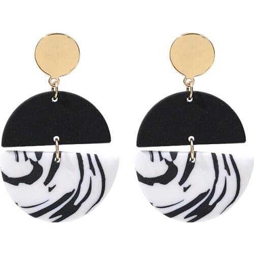 Polymer Clay Earring Marble Grain Geometric Simplicity Textured Handmade Modern Trendy Drop Women Gift Hot Sale Earrings