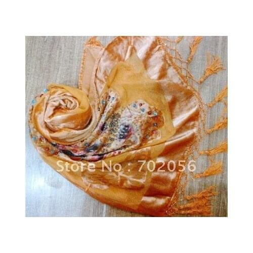 Beaded Butterfly Silk Velvet feeling rayon nylon Burn Out Duster Opera Shawl Scarf Wrap Ponchos 6pcs/lot #2074