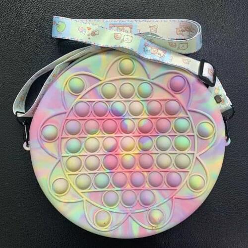 Push Bubble Silicone Crossbody Bag Reliver Stress Autism Special Needs Decompression Toy for Adult Kid Handbag