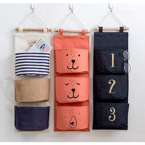 Wall Sundry Canvas Hanging Organizer Bag Multi-Layer Holder Makeup Rack Jewelry Storage Box for Toys