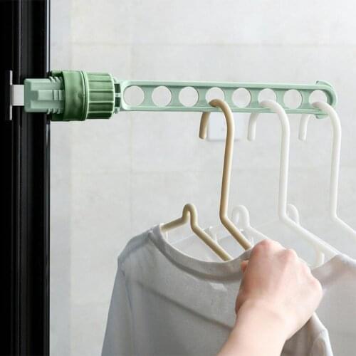 Clothes Drying Rack Window Balcony Hanging Stand Stainless Steel 8 Holes Rod for Outdoor Travel