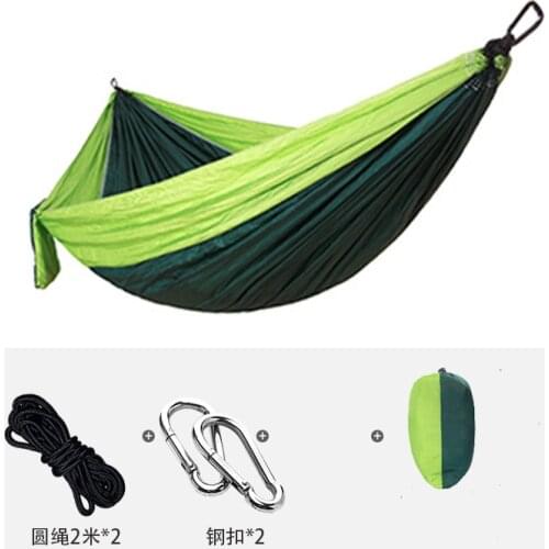 Outdoor camping single and double hammocks, swing bed, fruit green and dark green parachute, easy to carry nylon hiking