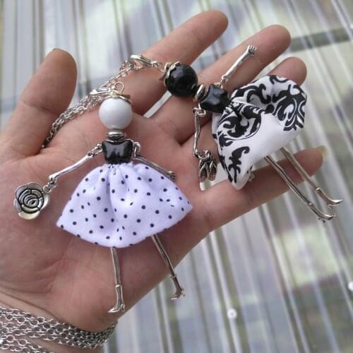 YLWHJJ brand cute French doll women long chain trendy necklace hot White black girls pendant maxi fashion jewelry Collier femmes