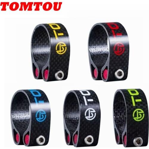 TOMTOU Bike Seat Clamps Glossy 3K Carbon Fiber Bicycle Seatposts Clamps 31.8mm 34.9mm Super Light 22g Cycling Parts