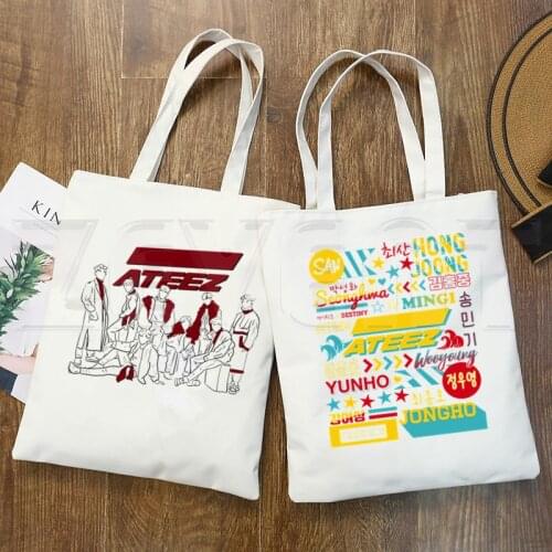 ATEEZ Say My Name Kpop Korean Style Luv Hip Hop Hipster Cartoon Print Shopping Bags Girls Fashion Casual Pacakge Hand Bag