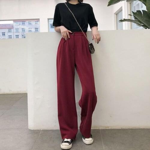 Pants Women High Waist Leisure Solid Wide Leg Trousers Loose Thickening Korean Style All-match Simple Chic Ulzzang Womens Pant