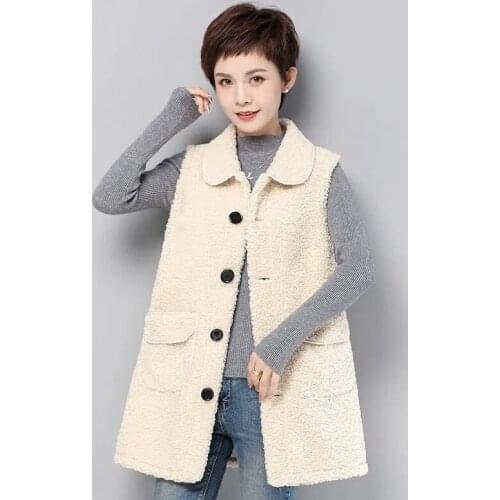 New Lambswool Waistcoat & Vest Women Autumn Winter Warm Suede Coat Vest Long Sleeveless Vest Jacket Female Single-breasted Vest