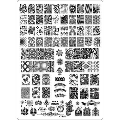 Kimcci 1Pcs Nail Stamping Plates Assorted Designs DIY Image Acrylic Nail Art Manicure Templates Stencils Beauty Polish Tools