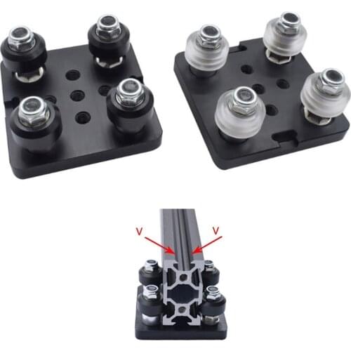 1PC V gantry plat set special slide plate Pulley with Black/ White wheels 3D Printer Parts for 2040 V-slot aluminum profiles