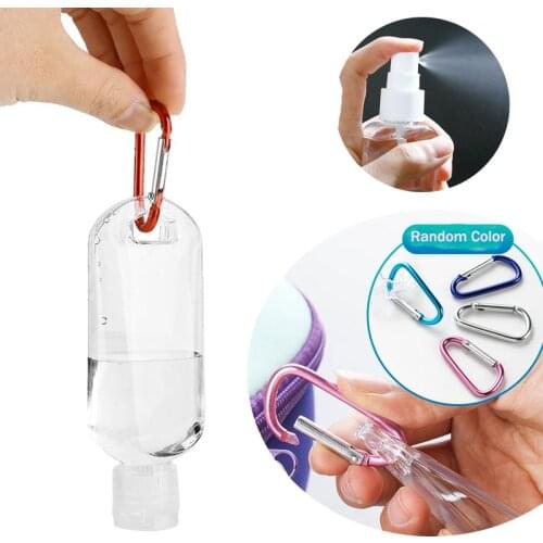 10PCS 50ml makeup clear bottle Reusable Portable Mini Size Alcohol Spray Bottle Hand Sanitizer Travel Small Holder Hook Keychain