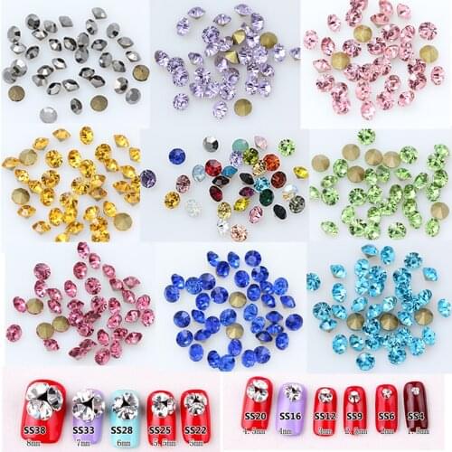 1440p ss2-ss7 round pointback crystal glass diamante rhinestone nail art Gem diy clothes shoes bags glasses jewelry making beads