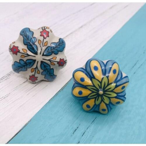 1x 48MM Dia Big Ceramic Cabinet Drawer Wardrobe Knobs Door Pull Kitchen Handle Vintage Cupboard Bathroom Home Furniture Hardware