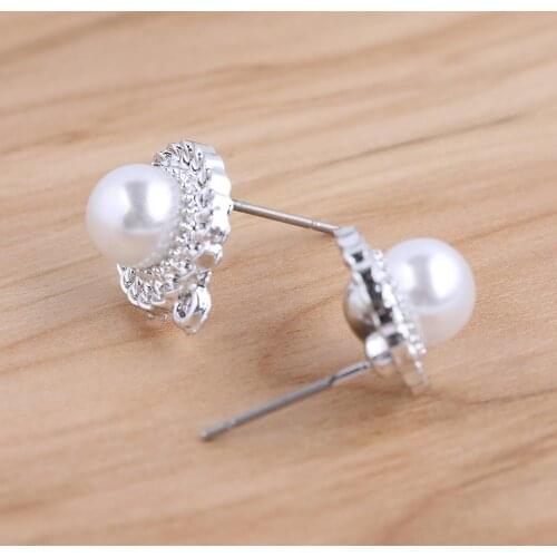 20pcs zinc alloy pearl charm earring post connectors with loop diy earrings components for jewelry making
