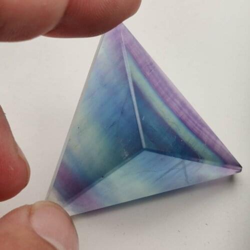 4cm Large trilateral Natural Colored Fluorite Crystal Pyramid Healing Stone