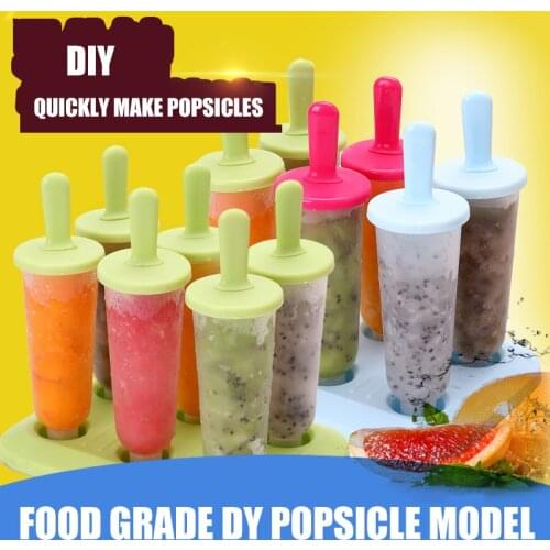 6pcs/1 Set Circular with Lid Ices Tray DIY Ices Cream Mold Popsicles Molds Makers B88