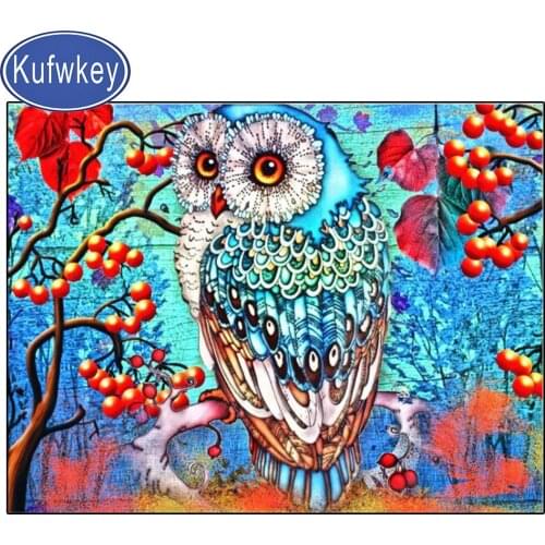 5D DIY Diamond Painting Owl Flower Fruit Full Round Diamond Embroidery Cross Stitch Animal bird Mosaic Diamond Handmade Gift
