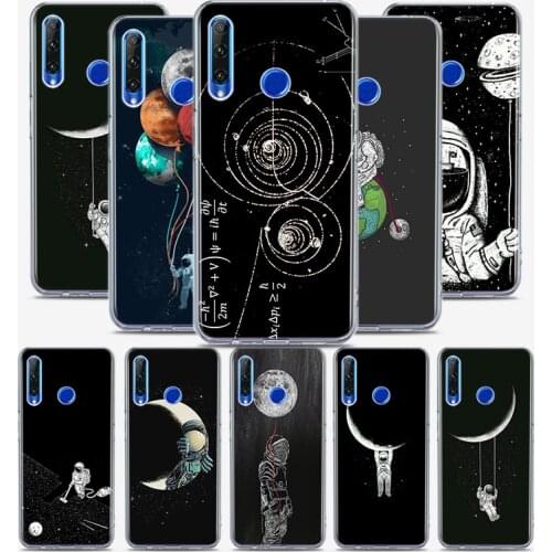 Astronaut Space Moon Silicone Cover For Honor 30 30S 30i 9 10 9A 9C 9S 9N 10i 10X 9X Lite Pro 5G Phone Case