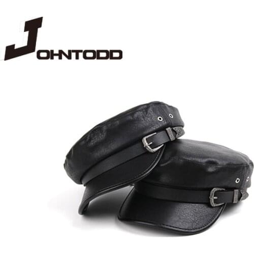 Brand Fashion Women Leather Newsboy Caps Military Caps Female Winter Flat Top Visor Caps Hats Army Cap Sailor Hat