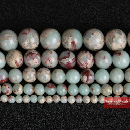 Blue Green Sea Sediment Jaspers Beads Jewelry Making Turquoises Imperial Stone Bead Supplies for Jewelry 4mm 6mm 8mm 10mm