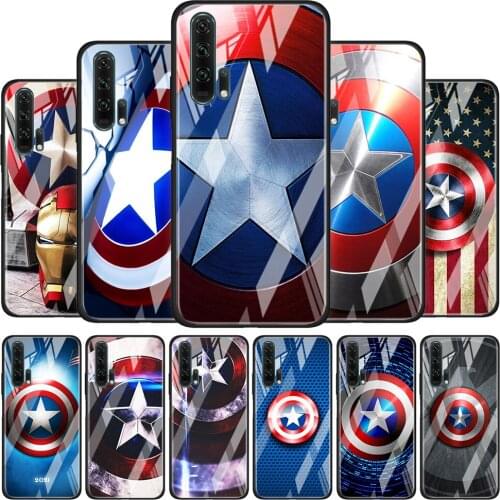 Captain America shield Marvel for Honor 30 20 10 9X Pro Plus Lite 8X Huawei Y8P Y6P Y5P Y9 Y7 Y6 2019 Tempered Glass Phone Case