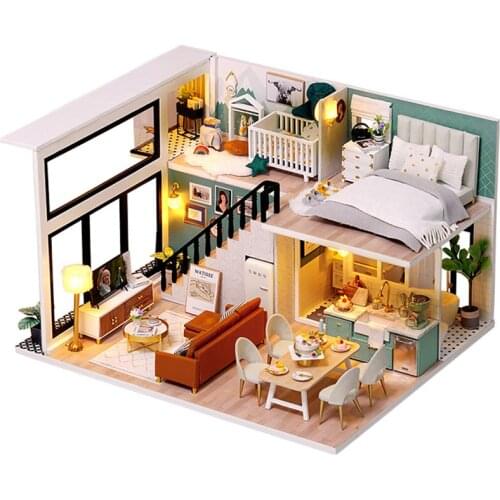CUTEBEE DIY Dollhouse Wooden Doll Houses Miniature Doll House Furniture Kit Casa Music Led Toys for Children Birthday Gift L31