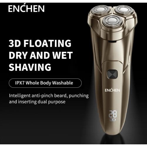 ENCHEN Electric Shaver Shaving Machine 3D Floating Triple Blade Razor Men IPX7 Waterproof Rechargeable Washable Beard Trimmer