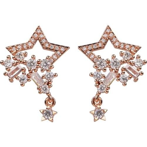 Bettyue Brand Fashion Shining Charm AAA Cubic Zircon Two Colors Star Jewelry Earrings For Woman Elegance Wedding Party Gift