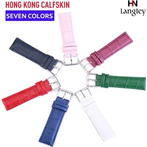 LANGLEY 2018 Fashion Watch Band 12mm,14mm,16mm,18mm,20mm,22mm,24mm Genuine Leather Strap Steel Buckle Wrist Watchband waterproof