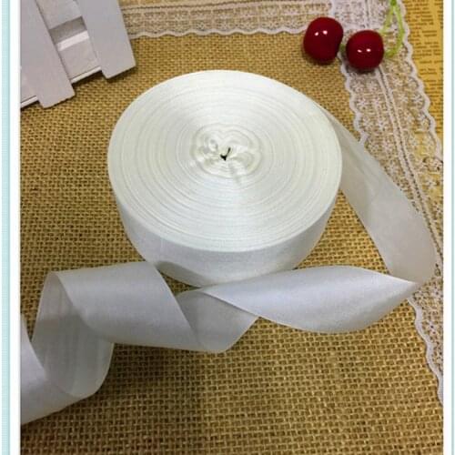 25mm 10m 90m white Genuine solid pure silk ribbon for embroidery and handcraft project, costume accessory fabric, free shipping