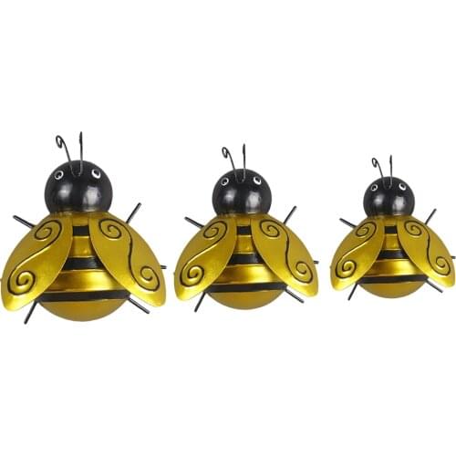 Metal Honey Bee Craft Hanging Sculpture Wall Arts Insect Bugs for Indoor Decor