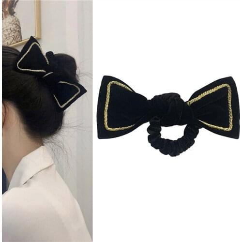 Cute Black Flannel Bow Hairband Korean Bowknot Barrette Hairpin Hair Clips for Women Girl Kid Hair Sticks 2021 New Arrival Trend