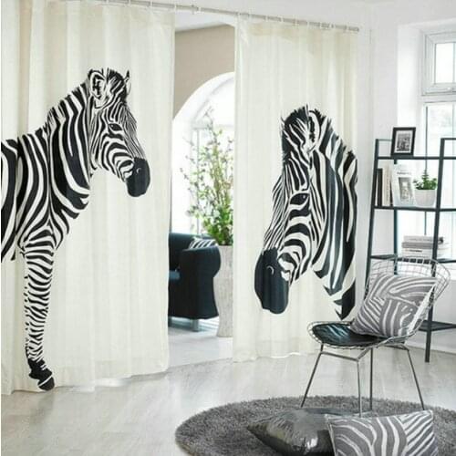 Fashion Zebra Blackout Thicker Soundproof Cartoon Customize Cotton Window Curtain for Living Room Free Shipping A-60