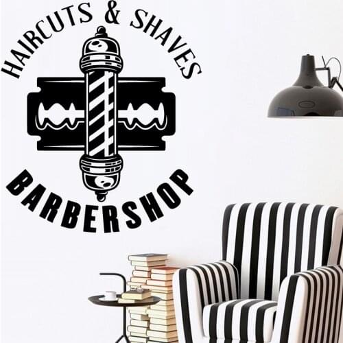 Cartoon Sticker Barber Shop Wall Decal For Haircut Room Wall Stickers Barber Wall Decals Stickers Mural vinilo barber