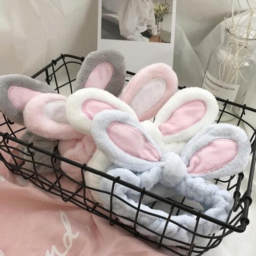 New Fashion Flannel Soft Bow Rabbit Ears Headband Women Girls Turban Cute Holder Hairbands Hair Band Headwear Hair Accessories