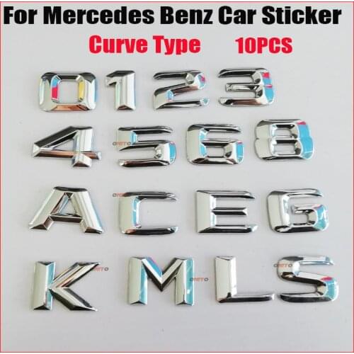 10pcs Car Styling Car Rear Sticker Emblem Badge Letters For Benz GLC GLK GLE GLA CLA Auto Decoration 0/1/2/3/4/5/6/7/5/K/L/M/S/L