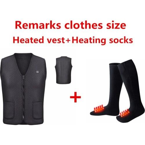 NEW! Motorcycle Electric USB Heated Warm Vest Men Women Heating Coat Jacket +Heated Socks Warm Foot Warmers Electric Socks