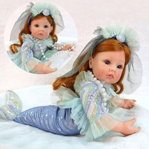 Adorable Little mermaid doll reborn vinyl silicone baby girl dolls 24"58cm bebes reborn menina bonecas child gift toy dolls