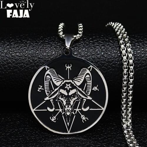 2021 Fashion Sheep Head Satan Stainless Steel Necklaces Men Black Enamel Necklace Chain Jewelry Gift Jewelry bisuteria N3226S03