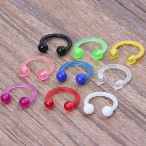 Plastic Transparent Trendy Personality Luminous Horseshoe Piercing Exquisite Ring Set Nose Body Jewelry L0Y4