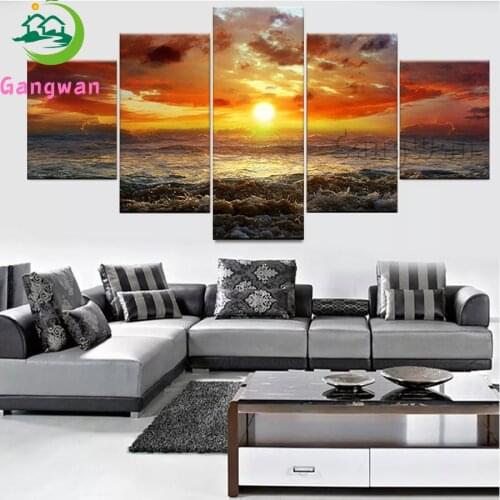 Full Square 5D DIY Diamond Painting beautiful Sunset seascape Embroidery Cross Stitch Rhinestone Mosaic Painting Multi-picture