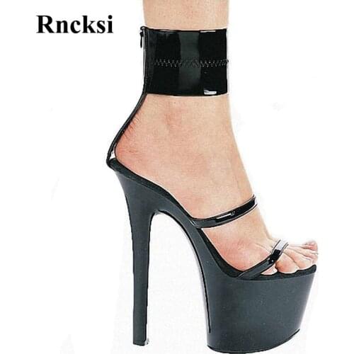 Rncksi Women Classic Black New Women 17cm High Heels Platform With Sexy Straps Night Club Sandals Pole Dance Dress Sandals