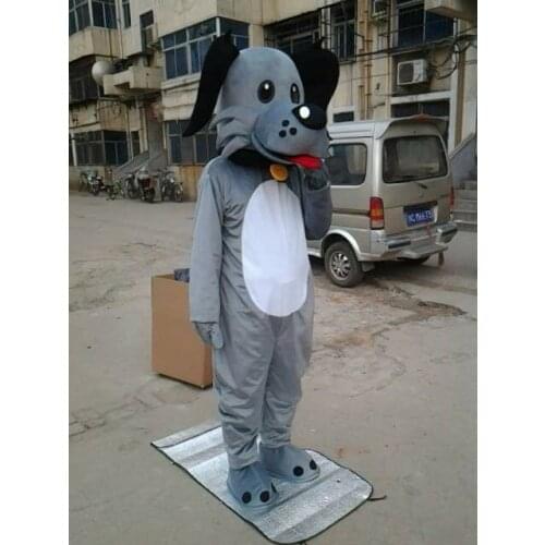 Gray Cotton Dog Fursuit Mascot Soft Costume for Fancy Party Carnival and Festival Unisex Cosplay Animal Suit with Mask