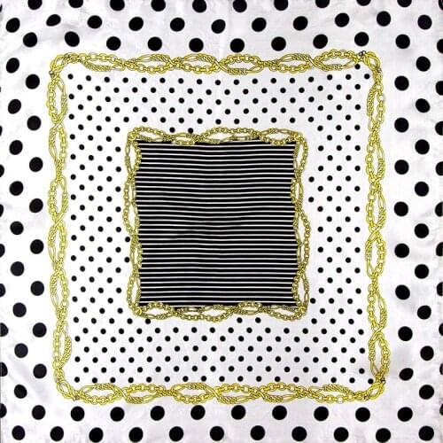 Natural Silk Scarf Women Bandana Female Dots and Stripes Hair Scarf Silk Headband Womens Square Silk Head Scarf Face Mask Scarf